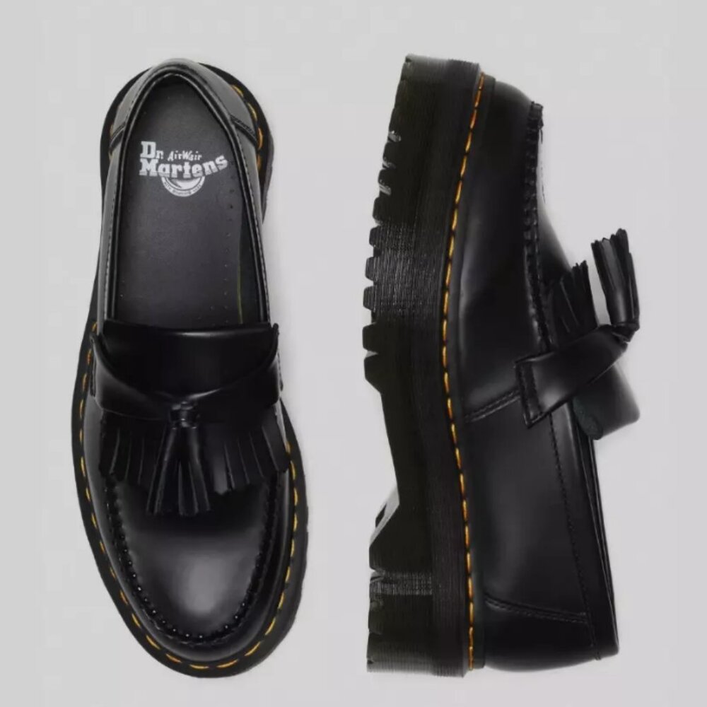 DR. MARTENS ADRIAN QUAD LEATHER PLATFORM TASSLE LOAFERS MSRP$210 Timeless Design - Picture 15 of 15
